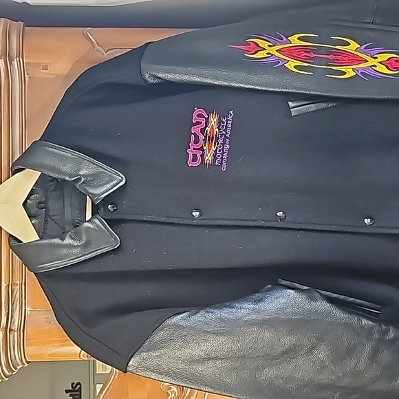 Rottweiler motercycl bomber 100 % leather wool mens MEDIUM jacket. EXC… - Picture 3 of 16